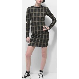 Lurking Class by Sketchy Tank Coffin Black Plaid Dress size M
